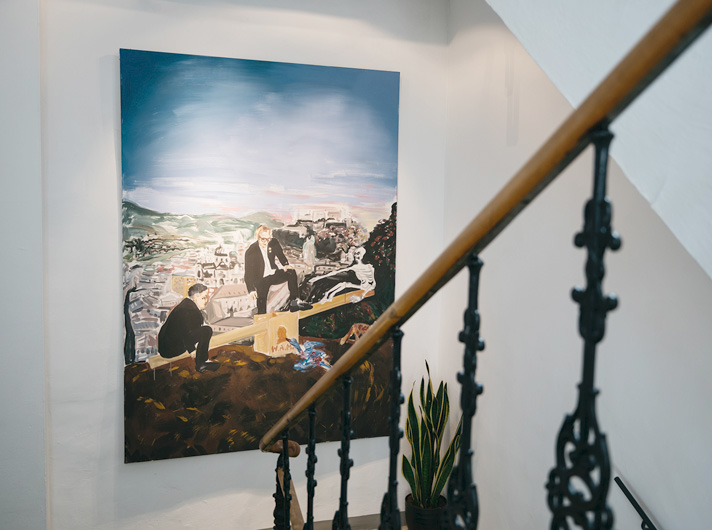Kunst Treppenhaus 2 arthotel blaue Gans Salzburg